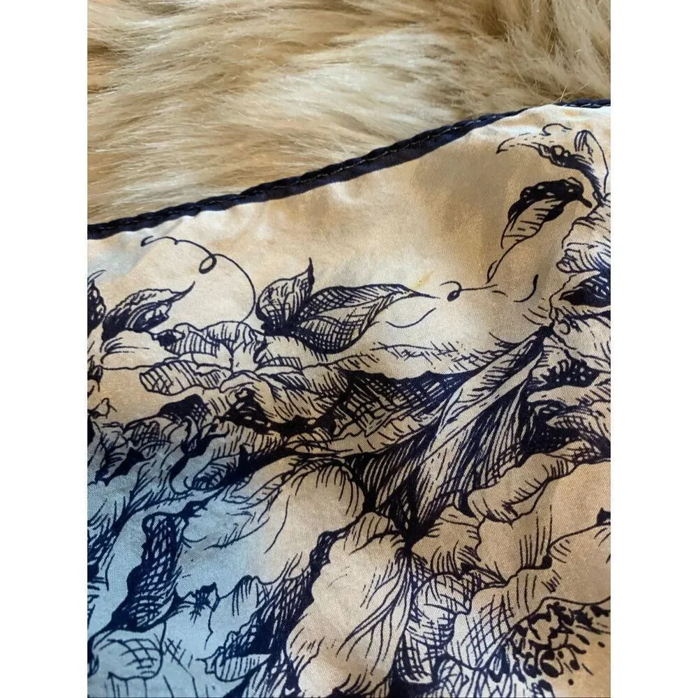 White with Blue Floral Print Scarf